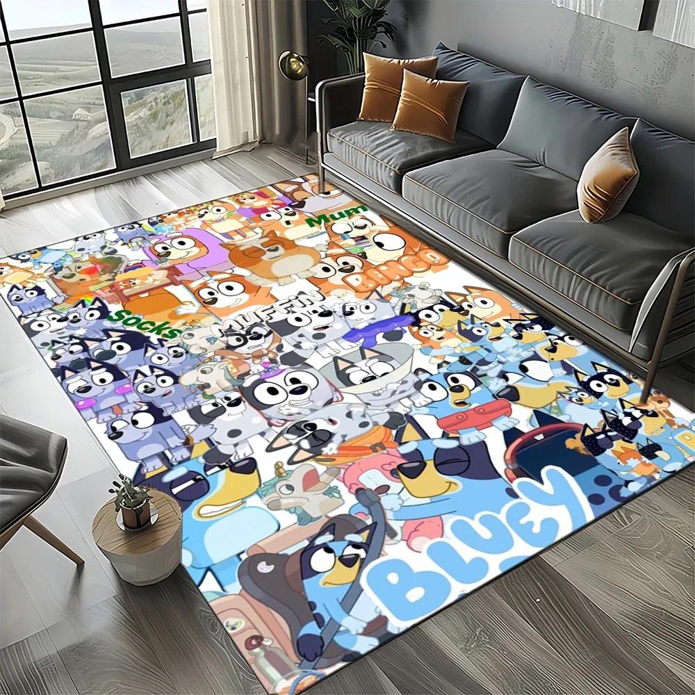3D Print B-Blueys Family Cartoon Dog Carpet Rug for Living Room Bedroom Home Sofa Decoration,Kid Play Non-slip Floor Mat