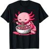 Funny Axolotl Noodle Gifts Anime Kawaii Axolotl Eating Ramen Noodles Unisex Kids Teen Adult T-Shirt Black Small
