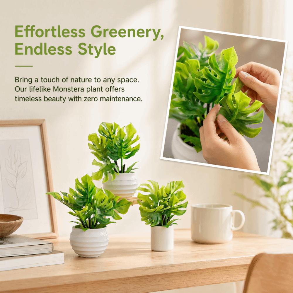 Green Leaves Monstera Leaf Artificial Plant Photo Props Artificial Potted Plant Desktop Ornament