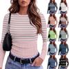 Damen Slim Fit Blumen Langarm Rundhals T-Shirt Lässiges Top für den Alltag