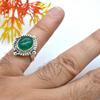 Naturalny zielony pierścionek z onyksem z kamieniem szlachetnym 925 Sterling Silver Ring Handmade Stone Solid Boho Chic Stone Biżuteria dla kobiet - 5.77 Gms