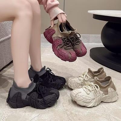 Shoes, Women's New Ugly Dopamine Octopus, Coconut Fly Knitting Casual Shoes, Platform Sneakers