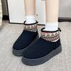2024 autumn and winter new thick soled ethnic snow boots for women, round toe and thick cotton shoes with added fleece