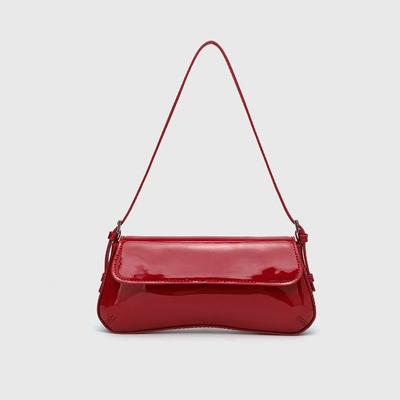 Z's rote Baguette-Achseltasche 2 Sommer Neuheiten modisch schlicht Klappe Retro Umhängetasche