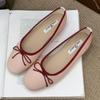Fashion Sweet Round Toe Bow Brand Ballet Flats Women Fashion Patchwork Design Mary Jane Shoes Comfort Shallow Soft Bottom Casual Shoes
