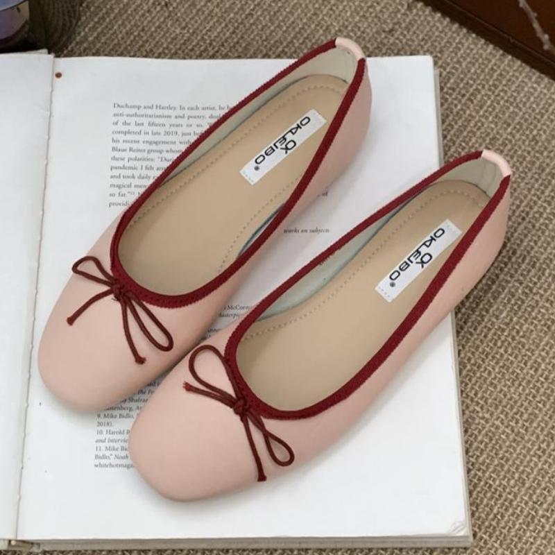 Fashion Sweet Round Toe Bow Brand Ballet Flats Women Fashion Patchwork Design Mary Jane Shoes Comfort Shallow Soft Bottom Casual Shoes