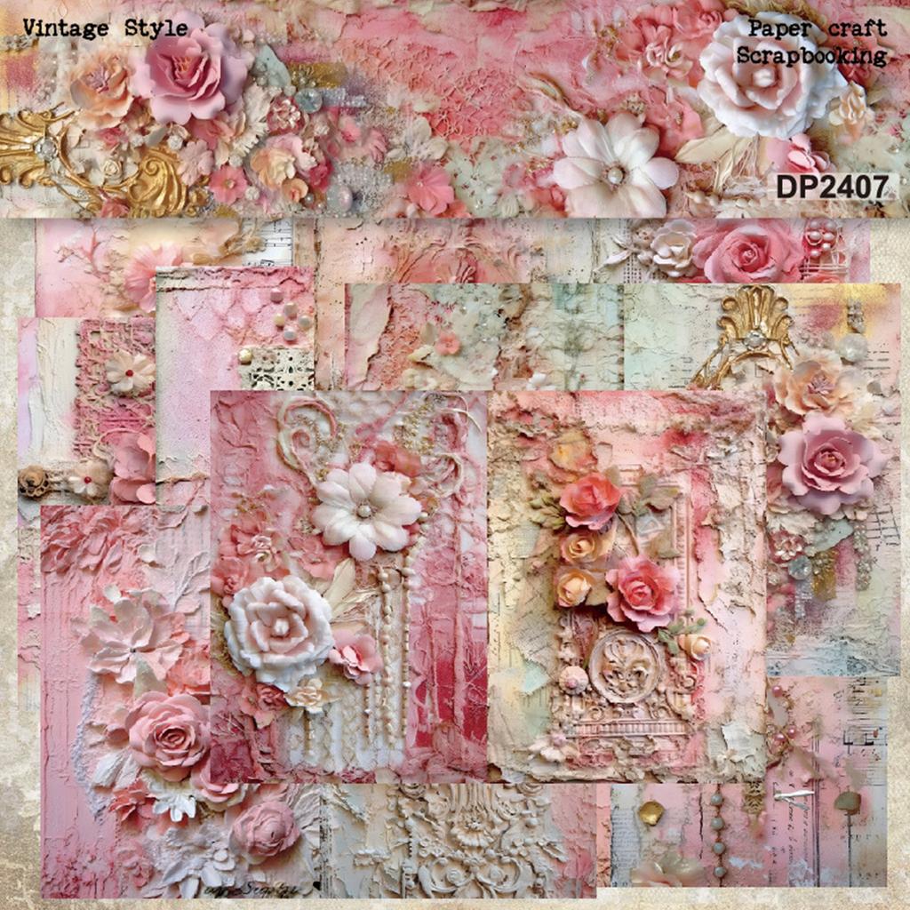 8 Blatt A5 Blumen Papier Scrapbook Papier Briefpapier Dekoratives Papier für Bastelarbeiten Scrapbooking Album Dekoration