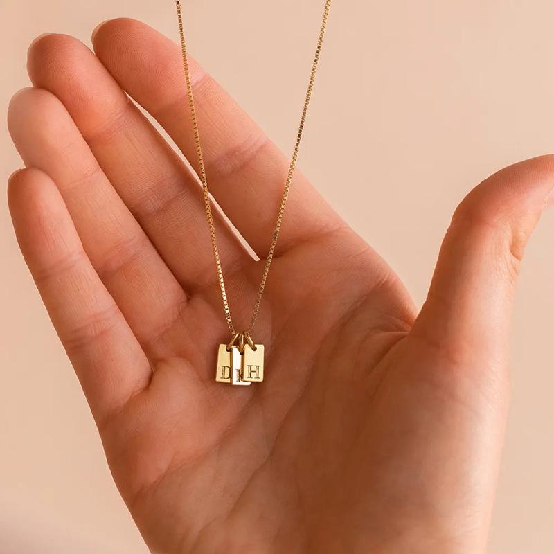 Minimalist Initial Square Pendant Titanium Steel Necklace for Women