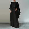 Women's Pleated Flowy Maxi Dress Split Cape Sleeve Formal Wedding Guest Dress Cocktail Evening Party Long Dress