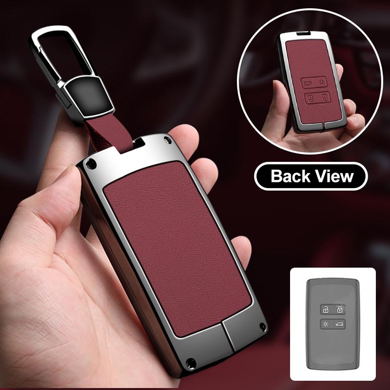 Zinc Alloy Leather Car Key Cover Fits Renault Sandero Koleos Captur Kadjar Megane Clio 5 Austral Logan Arkana Koleos Key Shell