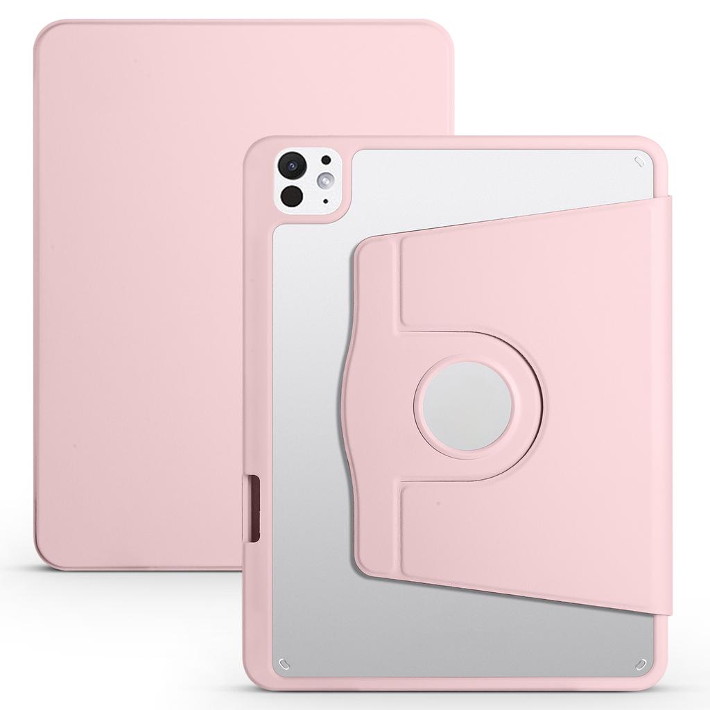 For iPad Pro 13 (2024) Case Rotating Stand Leather+Acrylic Tablet Cover