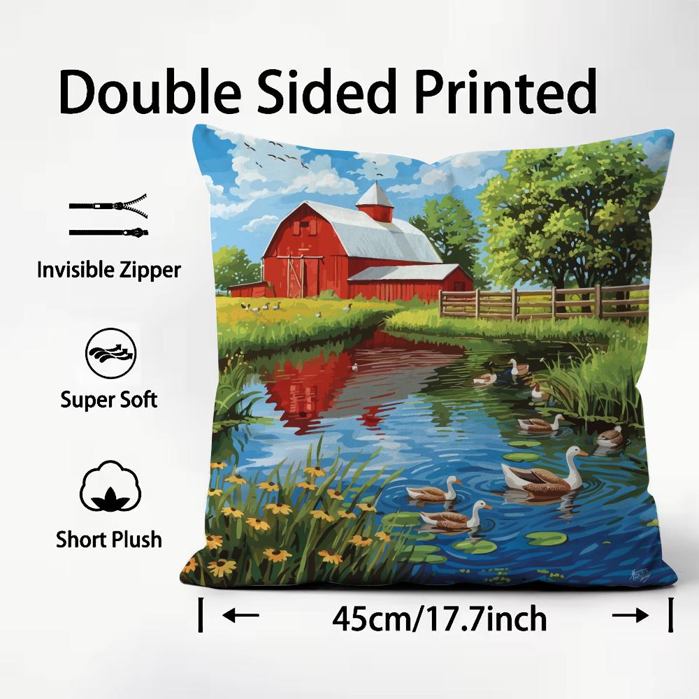 Farm Cushion Cover Soft Decorative Pillow Case Suitable For Bedroom Sofa Car Travel Use