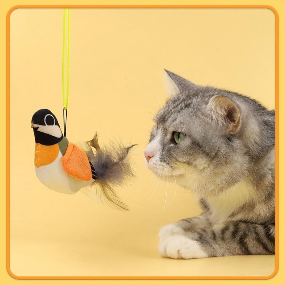 Vivid Chirping Interactive Bird Cat Toys Electronic Bird Fun Attract Cat Toy  for Indoor Cats