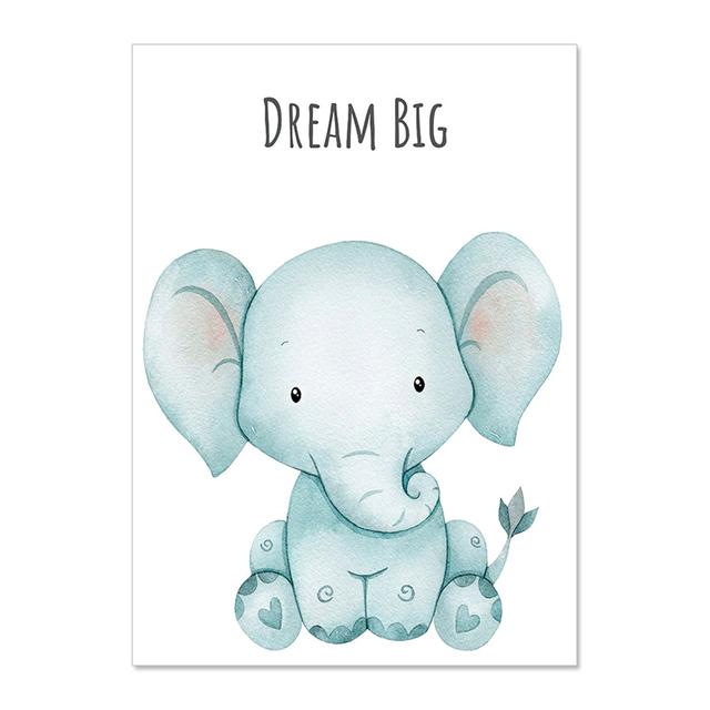 

Мультфильмы Животные Настенное искусство Акварельные животные Постеры на холсте Жираф Зебра Картина Печать для украшения детской комнаты Картина без рамки 21*30cm No Frame