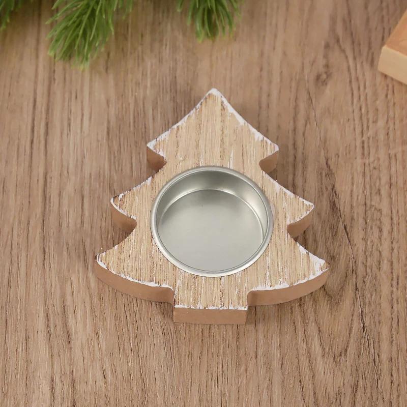 Christmas Wooden Candle Holder Snowflake Xmas Tree Candlestick 2025 Christmas Home Table Decorations Ornament New Year Gift