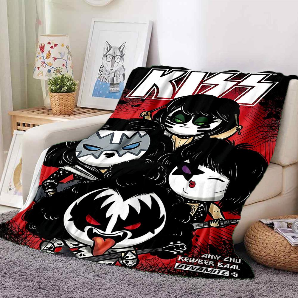 1pc KISS Band Flannel Blanket, Soft Skin Friendly with Digital Printing, Various Sizes Available for Family, Friends, Birthday
