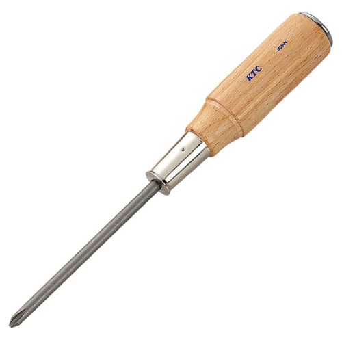 Kyoto Tool (KTC) Wooden Handle Screwdriver, Cross-Penetrating Type, PD-4
