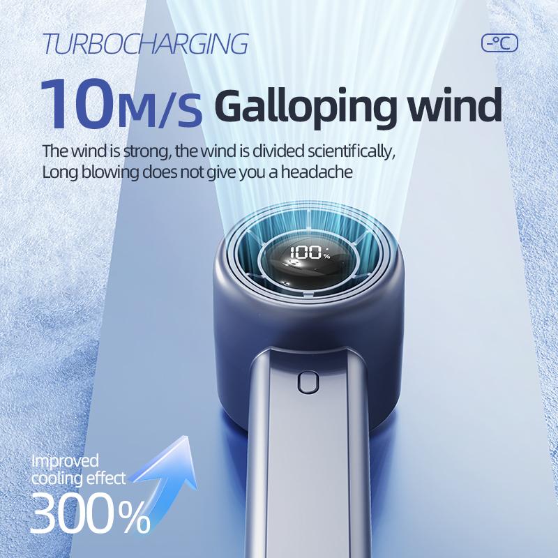 Mini Handheld Bladeless Turbine Fan 1-100Speeds Adjustable with LED Display Rechargeable for Home, Office, and Gym Use