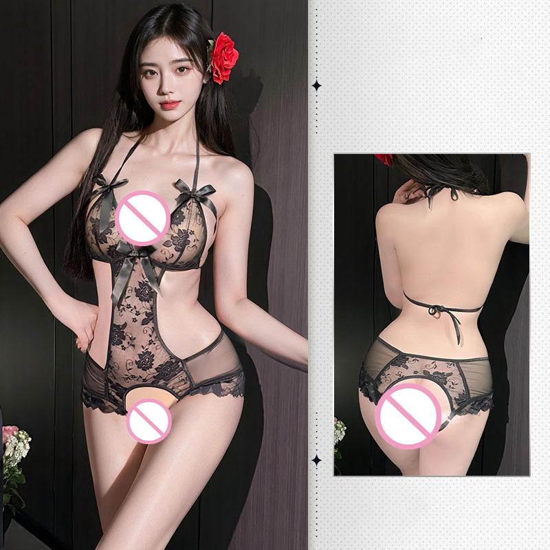 Purple Crotchless Babydolls & Chemises Hot Woman Sexy Bodysuit Teddy Lingerie Naughty Transparent Erotic Costume Porno Underwear