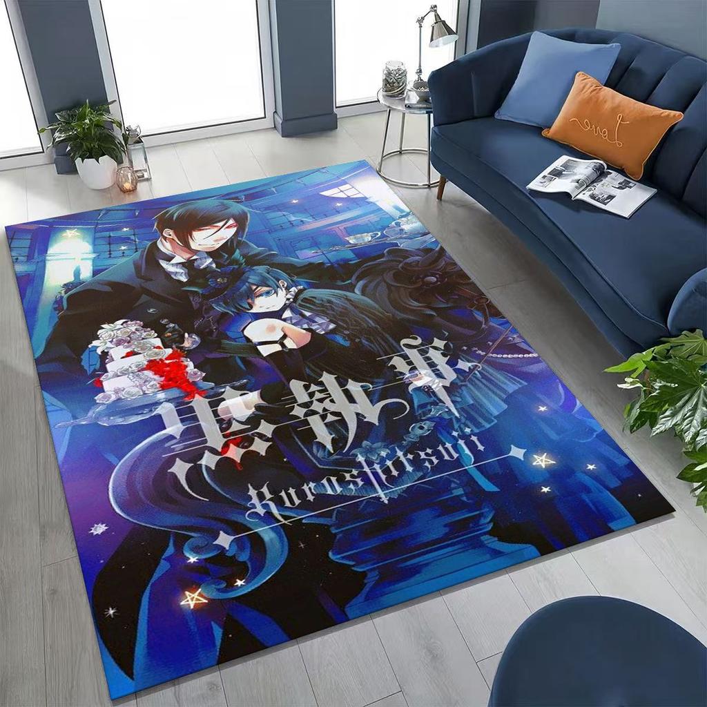 Anime Black Butler Sebastian Ciel Cartoon Cartoon Rug for Bedroom Living Room Sofa Home Doormat Decor,Kids Non-slip Floor Mat