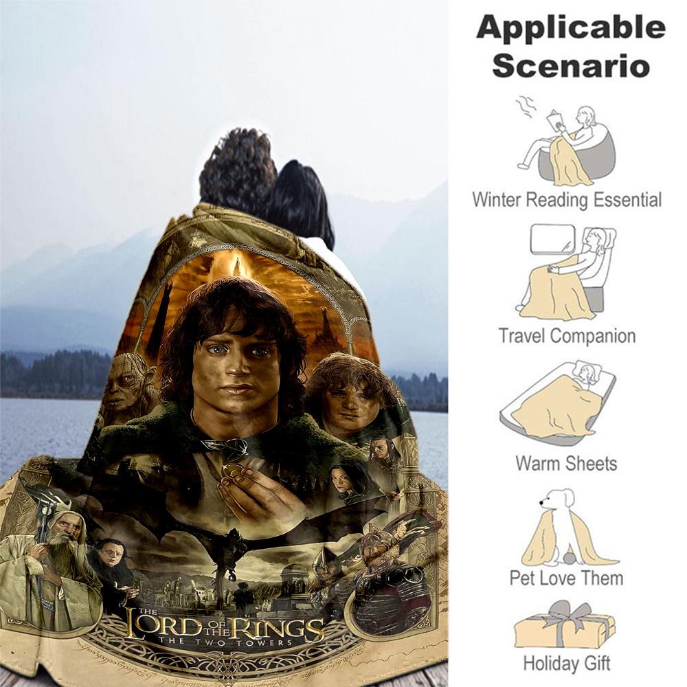 1PC The Lord of the Rings Two Towers Outdoor Flannel Blanket Soft Plush Decor for Picnics, camping,Bedroom, Playroom, Office1167A