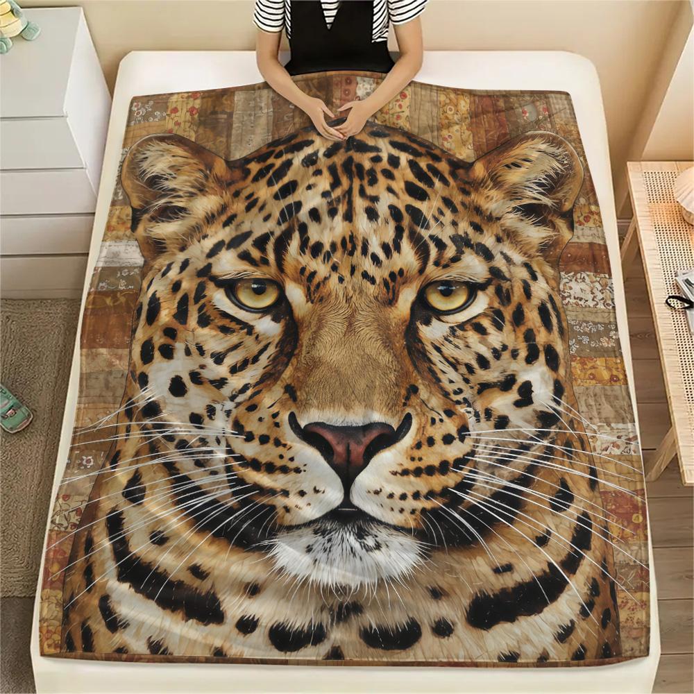 1PC Animals Print Flannel Blanket, High Quality Comfortable for All Seasons, Home Decor, Warmth and Comfort, Perfect for Christmas Gifts