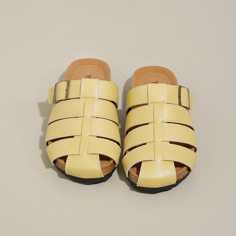 

Fashion 2025 Summer Thick Bottom Soft Sole Retro Style Pure Color Women s Slippers Comfortable Casual Large Size Slip-On Shoes 35 жёлтый