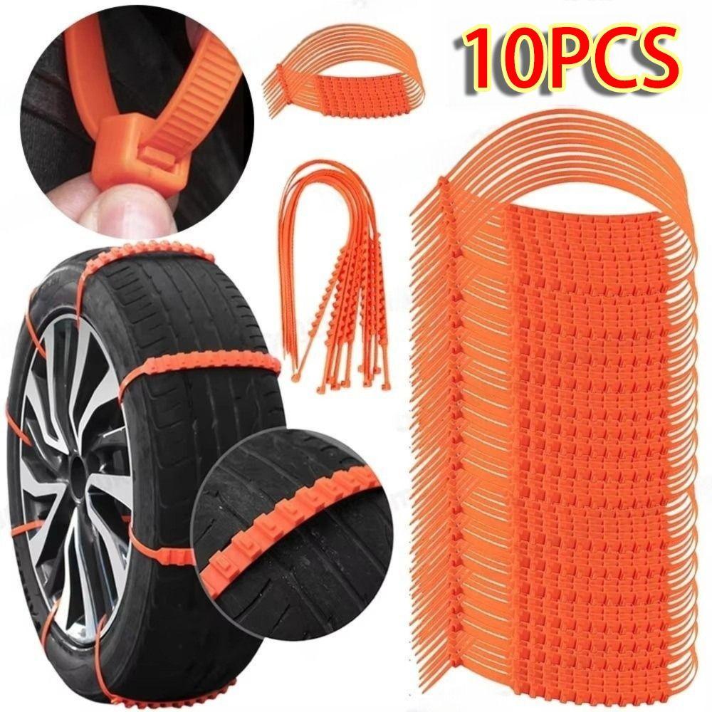 10PCS Anti-Slip Car Tire Chains Car Anti-skid Chains Tire Chains Winter Snow Cable Ties Emergency Accessories