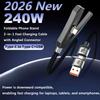 240W Quick Charge Cable with Phone Stand 3-In-1 Data Cord Type-C/Usb-A Dual Type C Ultra Fast Charging Cables for iPhone Samsung