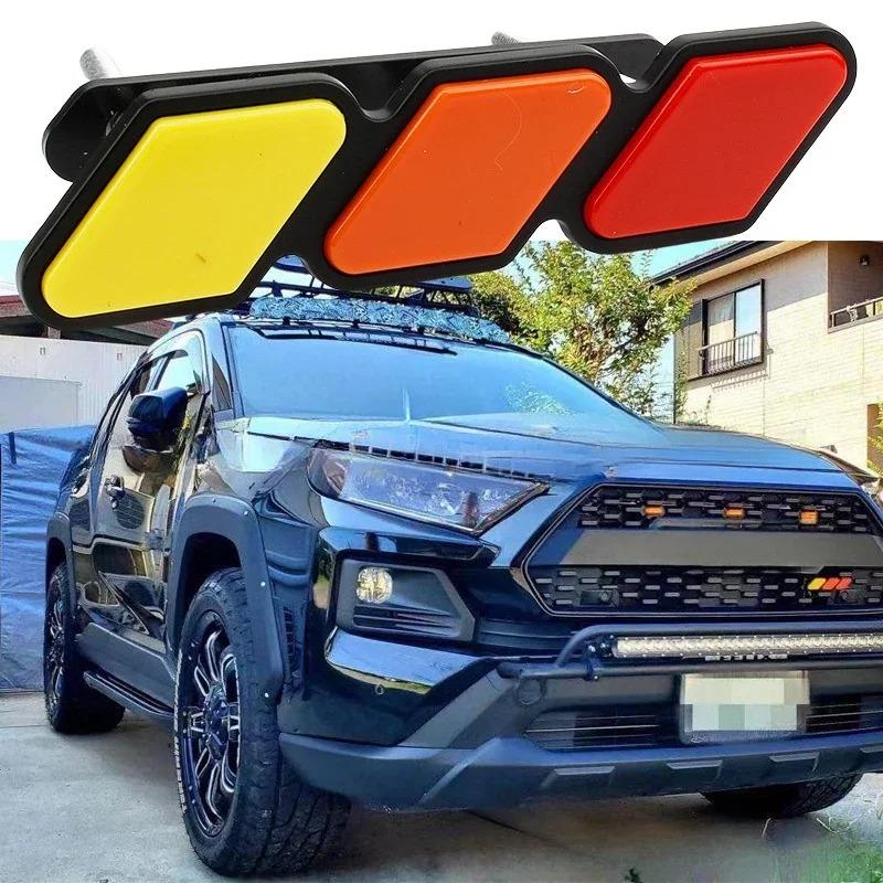 3 Colors Grille Badge Tri Colors Emblem For Toyota Tacoma Tundra 4Runner Highlande Rav4 CHR Strip Air Inlet Auto Car Accessories