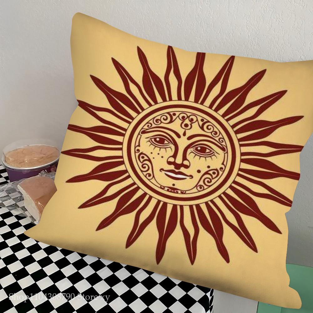 1pc Tarot Cute Sun Moon Art Pillow Case Square Bedroom Sofa Leisure Comfort Cushion Car Living Room Home Decoration