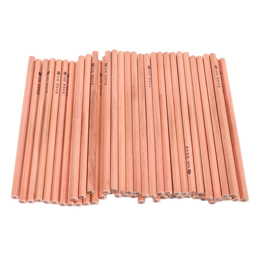 50pcs HB Pencil Hexagonal Rod Wood Carbon Portable Clear Handwriting Sketching Pencils for Writing Drawing