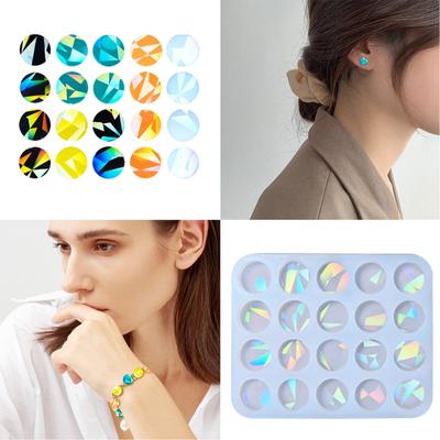 Silikonform für Ohrring-Anhänger, holografische runde Ohrring-Harzform, Regenbogen-Licht-Ohrring, Schlüsselanhänger, Anhänger, Epoxidform