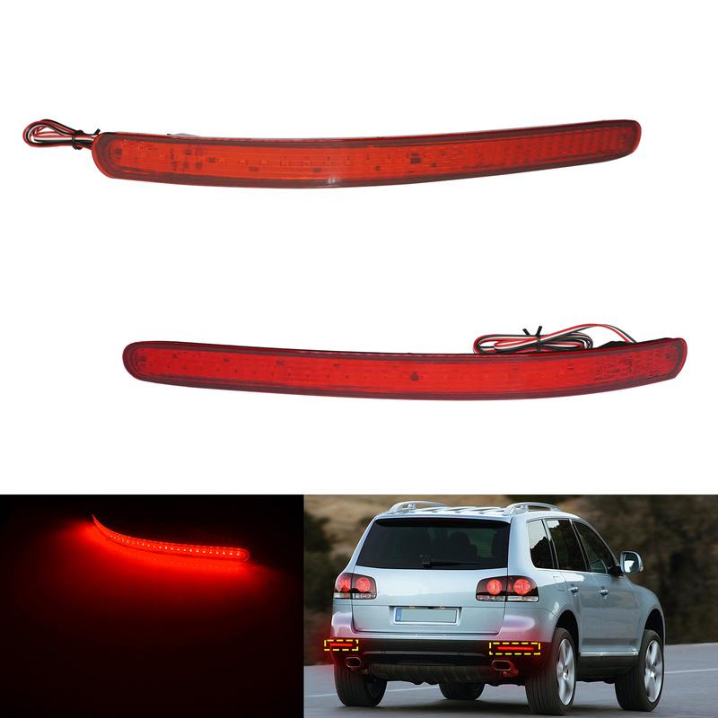 Left+Right LED Rear Bumper Reflector Stop Brake Light For VW Touareg 7L 2002-10