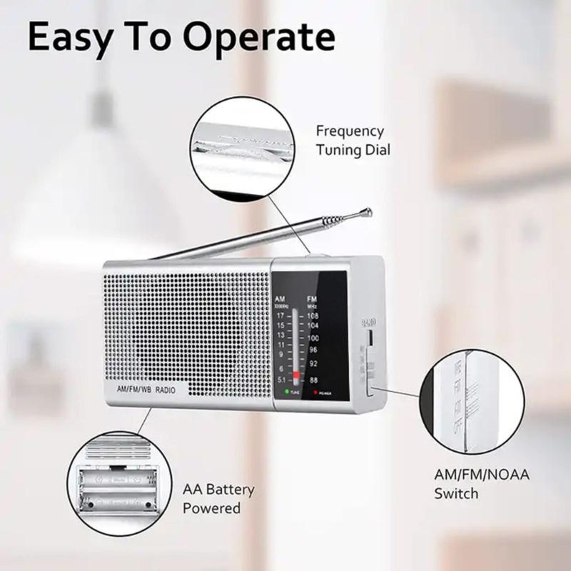 Mini Portable FM AM Radio with Frequency Window & Build In Loudspeaker Easy to Carry for Elderly Battery Power