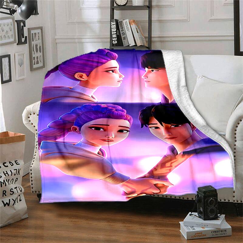 KPOP Hunter Flannel Blanket Soft Warm All-Season Throw, Design for Camping, Car Travel, Hiking Sofa, Bed, Office Perfect Gift for Parties