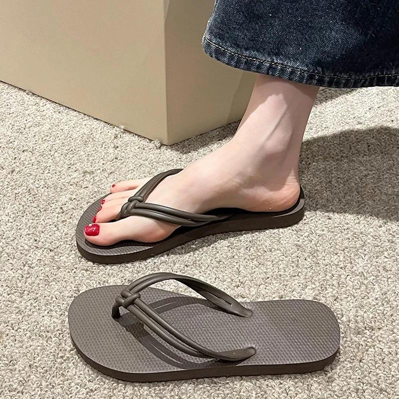 Damen Flip-Flops Sommerschuhe, Bonbonfarben, Flache Sandalen für Damen, Zum Hineinschlüpfen, Anti-Rutsch Weiche Sohle, Strand Komfortschuhe