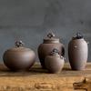 Tea and Sugar Storage Jar Rough Pottery Tea Jar Household Portable Ceramic Sealed Jar Small Tea Can Moisture-proof Sealed Can