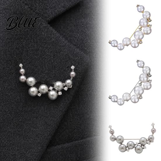 Imitation Pearl Pin Brooch Pin Curved Design Lapel Large