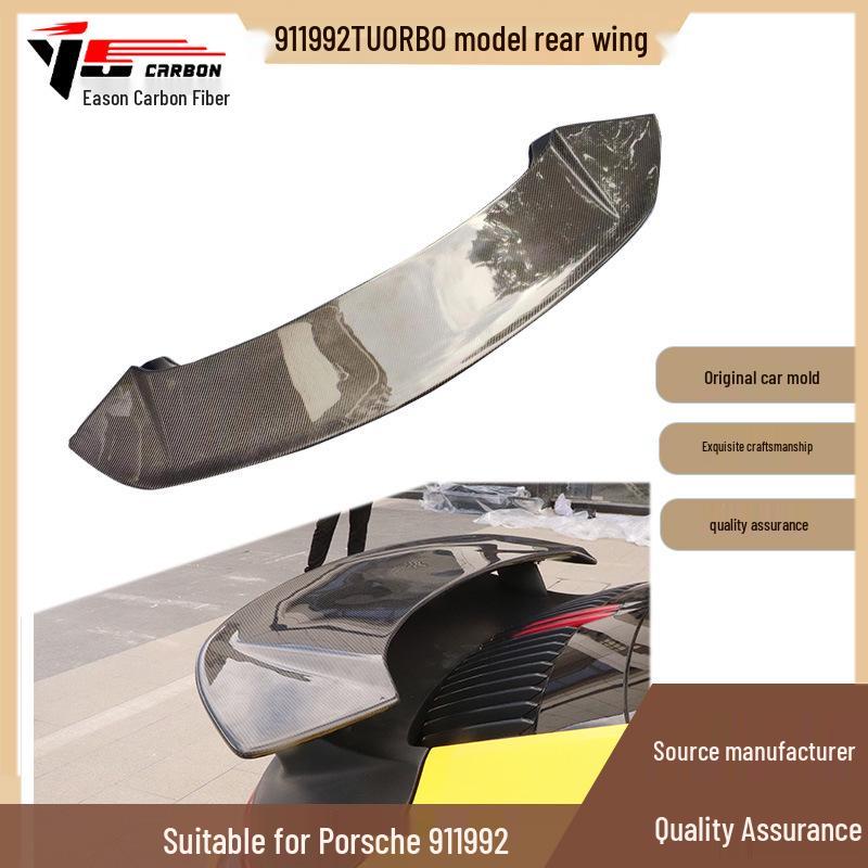 Compatible with 2019-2023 Porsche 911 (992) Turbo: Semi-Carbon Fiber Rear Wing Spoiler.