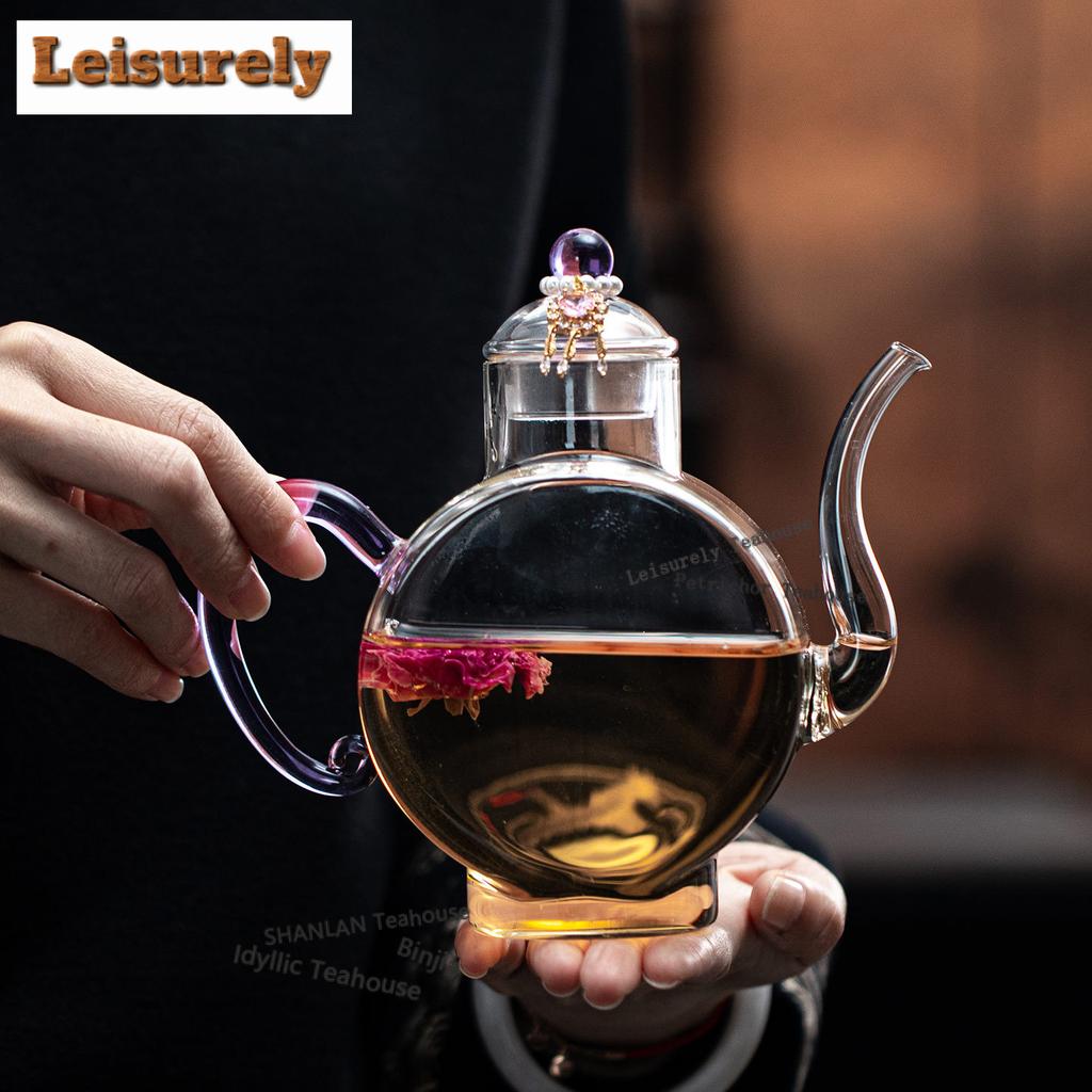 500ml High Borosilicate Glass Antique Boiling Water Kettle Large Capacity Tea Maker Pot Yellow Rice Wine Kettle Tea Ceremony