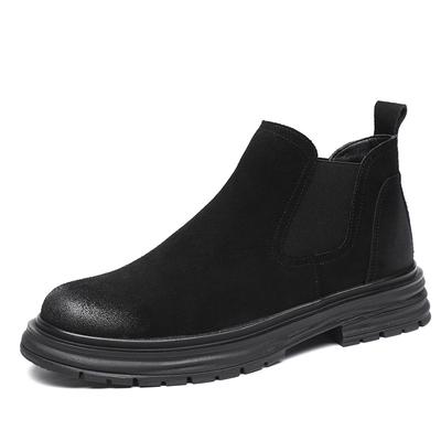 Fashion Men Fashion Party Prom Chelsea Boots Black Stylish Autumn Winter Shoes Cowboy Platform Boot Handsome Cow Suede Leather Botas Man