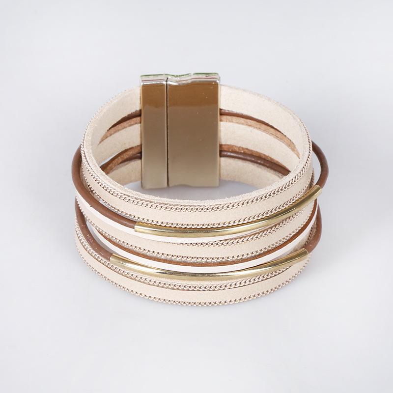 

Европейско-американский многослойный ретро браслет из коровьей кожи с медными акцентами