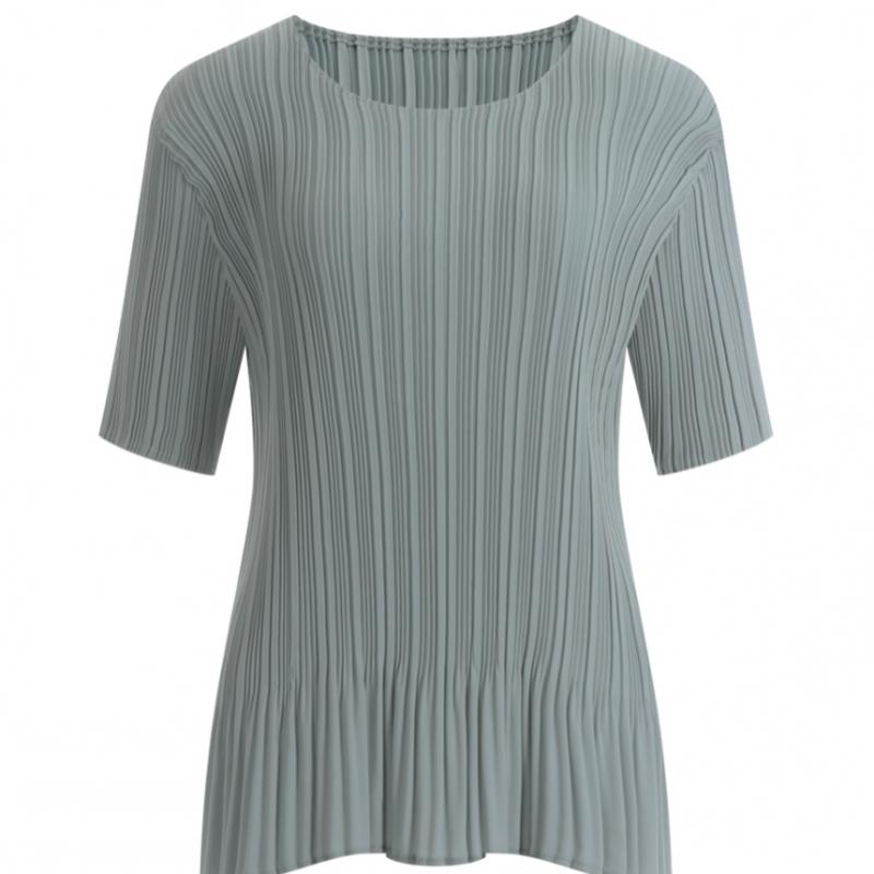 Shop   Women Frill ShorT Sleeve PleaTed T shirT lighT Purple Ble Wsh 1331
