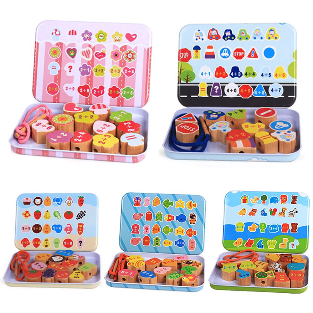 Buy Blocks Wood Toys Stringing For Kids Wooden With Storage Box at ...