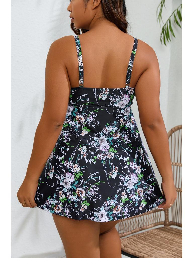 Dámské dvoudílné plavky ve stylu vesty ve větších velikostech s chlapeckými plavkami - Evropský a americký design s potiskem