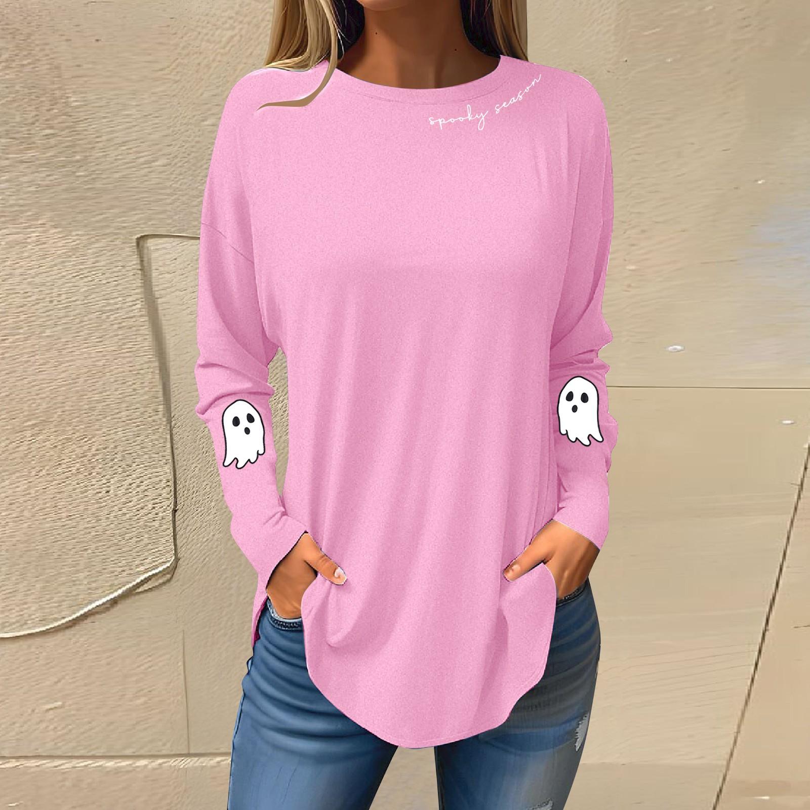 

Tee Shirts For Women Fall Casual Long Sleeve Shirts Sweatshirt Retro Printing Top Pullover S
