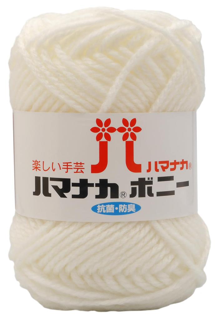 Hamanaka Bonnie Acrylic Extra Color Pack of 4057 Yarn, Thick, 401, White, 50g, Approx. 60m, 5,