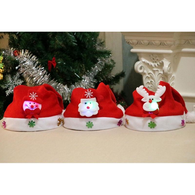 Set of 5 LED Christmas Hats for Children, Festive Light Up Santa Caps for Kids Party, Perfect for Boys and Girls