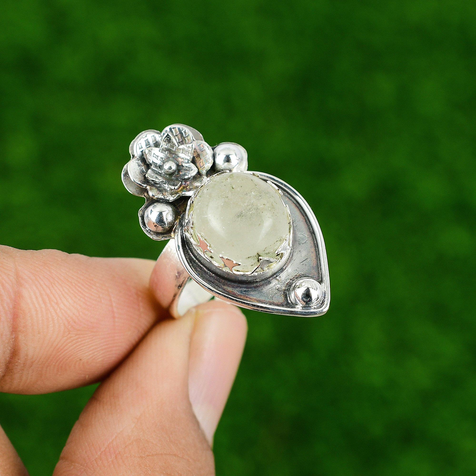 

Натуральный Лунный Камень Драгоценный Камень Солитер Регулируемое Кольцо 925 Серебро Для Женщин Adjustable